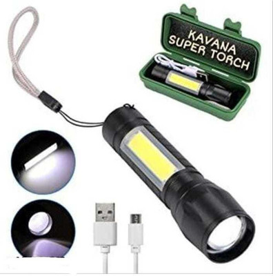 Trendy styler Mini Rechargeable Pocket Light Zoom COB USB Charging Led Water Proof Torch(Black, 4 cm, Rechargeable)