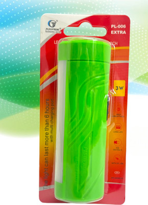 PLSUPREME 3W PL-006 rechargeable torch light without charger | LED Flashlight torch Torch(Green, 10.5 cm, Rechargeable)