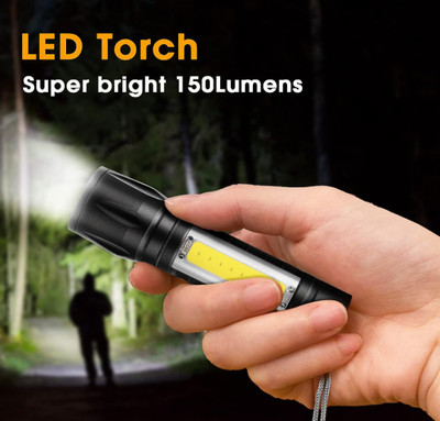 anishify Mini Rechargeable COB USB Charging Led Water Proof Torch Torch(Black, 10 cm, Rechargeable)