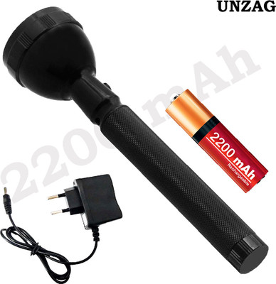 UNZAG JY-8990 Rechargeable_Metal Torch High Power Flashlight Torch(Black, 18 cm, Rechargeable)