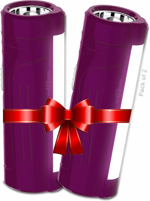 Pick Ur Needs Emergency Mini Pocket LED Light With 1200 mAh Lithium Battery Pack of 2 Torch(Pink, 10 cm, Rechargeable)