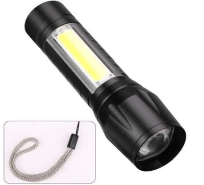 RECTITUDE New Portable LED COB Flashlight with USB Rechargeable Torch(Black, 10 cm, Rechargeable)