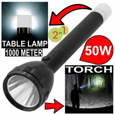 Sanjana Collections 50WMetal Waterproof Long Beam Laser Flashlight with Tube Emergency Light Torch(Black, 20 cm, Rechargeable)