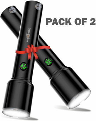 Daily Needs Shop 50W High Brightness Rechargeable Torch Zoomable Head Focus 3 Mode LED Flashlight Torch(Black, 14 cm, Rechargeable)