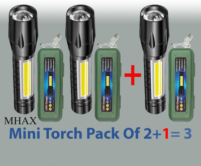 MHAX MHX911Rechargeable 9W LED Mini Emergency Light Torch Zoomable Flashlight Torch(Black, 2 cm, Rechargeable)