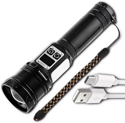 ApexBeam Ultra Distance Torch with Clear White Focus Torch(Black, 17.5 cm, Rechargeable)