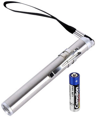 jazam Round Moon Shaped Emergency Light Aluminium Torch Keychain(Pack of 1) Torch(Silver, 12 cm)