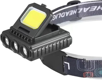 insignia decor 5 in 1 High Beam headlamp battery head torch waterproof COB + LED head light_L22 Torch(Black, 3 cm, Rechargeable)