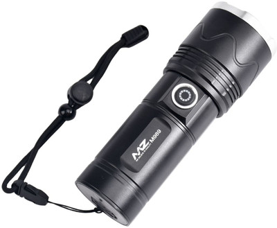 MZ M989 (ZOOMABLE METAL TORCH)3 Modes Flashlight, Super Bright 120W Light Torch(Black, 15.5 cm, Rechargeable)
