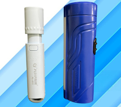 PLSUPREME 2 PC 3W and 1W Torch Light Rechargeable |LED Mini Torch Light Torch(Blue, White, 10.5 cm, Rechargeable)
