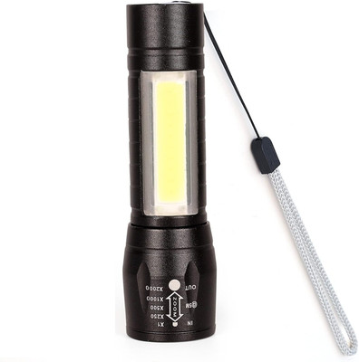 SARVANGAH LED Flashlight With COB Light Mini Waterproof Portable LED XPE COB Flashlight. 4 hrs Torch Emergency Light(Black)