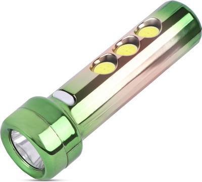 ECOSKY USB MINI RECHARGEABLE PLASTIC BODY 3 MODES BLINKER OPTION Torch(Green, 11 cm, Rechargeable)