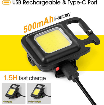 MHAX Multifunction Keychain_LED_Light with Bottle Opener Mini COB Rechargeable Key Chain