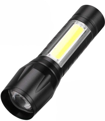 GLARIXA Rechargeable Small Zoomable Long Range Flashlight Premium Rechargeable Torch(Black, 9 cm, Rechargeable)