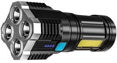 BSVR High quality Super Bright LED Flashlight 4 Lighting Torch High Lumens 133 6 hrs Torch Emergency Light(Black)