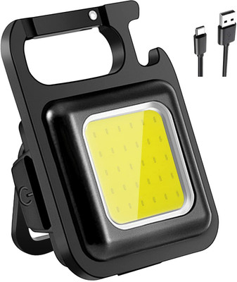 Shopeleven Flashlight Rechargeable Light Modes Folding Bracket Bottle Opener Magnet Base LED Front Light(Black)