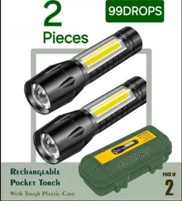 Vaxtore (Pack of 2) Mini-Rechargeable Light Zoom USB Charging Led Water Proof Torch Torch(Black, 10 cm, Rechargeable)