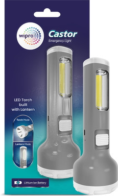 Wipro Castor Multifunctional Rechargeable Torch & Lantern With Backup Of Upto 5 Hrs Torch Emergency Light  (Grey) For Rs. 389 @ 44 %