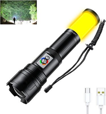 DOCOSS Metal C20 Led Torch 6-8Hrs Work time,High Power Long Distance Rechargeable Torch Torch(Black, 18 cm, Rechargeable)