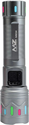 MZ M934 (RECHARGEABLE LED METAL TORCH) Zoomable 100W, 4 Modes, 2400mAh Battery Torch(Silver, 16.3 cm, Rechargeable)