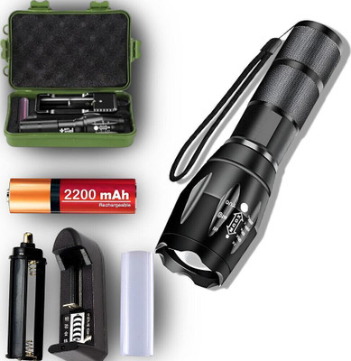 ApexBeam 5 Mode Flashlight with High Lumens and Long Battery Life Torch(Black, 11.5 cm, Rechargeable)