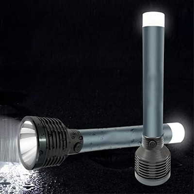 AKR Rechargeable Aluminium LED Long Range Home Emergency Search Torch Light Torch(Black, Grey, 22 cm, Rechargeable)