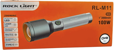 PICSTAR Rocklight M-11 Aluminium Advance Torch 100 Watt 2200 mAh battery Torch(Grey, 5 cm, Rechargeable)