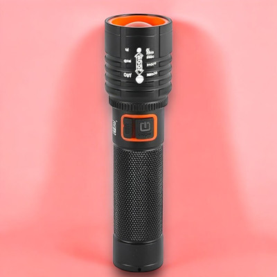 Shamsa X376 (ZOOMABLE LED Metal Torch) 4 Modes Flashlight, Super Bright Torch(Multicolor, 11 cm, Rechargeable)
