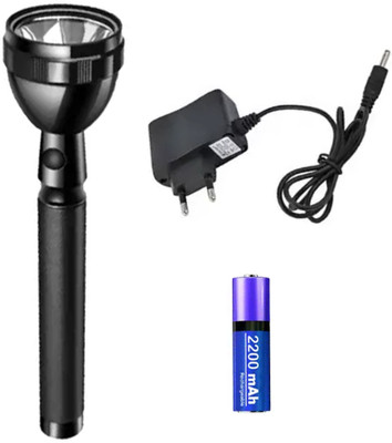 SPAKRO rechargeable long lasting 2W LED flashlight torch Torch(Black, 20.5 cm, Rechargeable)