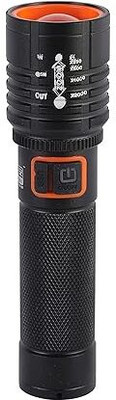 TRENDWAVE M035-C Zoomable Metal Torch, Flashlight, Cree T6 | USB-C | Long Range | 4 Modes Torch(Black, 13 cm, Rechargeable)