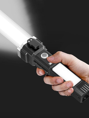 Luxurium decor **Title:** Emergency LED Torch with Rechargeable Battery and Safety Hammer Torch(Black, 17 cm, Rechargeable)