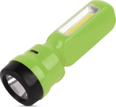 ECOSKY LED TORCH RECHARGEABLE FLASHLIGHT 3 modes HIGH/LOW/SIDE LIGHT USB CHARGING Torch(Green, 10 cm, Rechargeable)