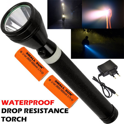 Crostal 2 battery powerful metal body torch or emergency light Torch(Black, 27 cm, Rechargeable)