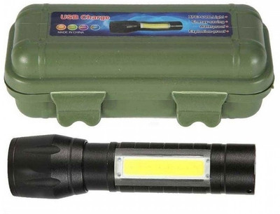RECTITUDE Newest Portable LED COB Flashlight with USB Rechargeable Torch(Black, 10 cm, Rechargeable)