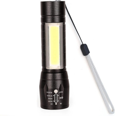 dhriyag Flashlight USB Rechargeable 3 Modes with Hanging Rope Small Size Black Colored Torch(Black, 5 cm, Rechargeable)
