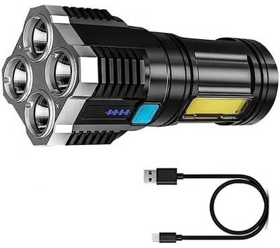 BSVR High quality Super Bright LED Flashlight 4 Lighting Torch High Lumens 139 6 hrs Torch Emergency Light(Black)
