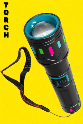 Sagaft A290 Powerful Long Range Torch with Bright LED Flashlight Torch(Multicolor, 11 cm, Rechargeable)