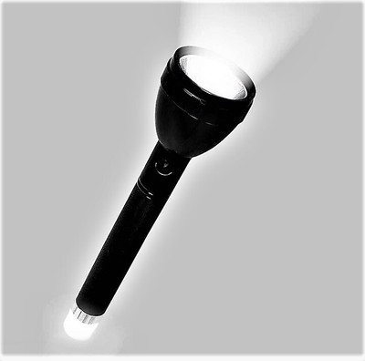 JY-SUPER FLASHLIGHT WITH DUAL LED BULBs Torch 2W with Micro Halogeno Technology Torch(Black, 27 cm, Rechargeable)