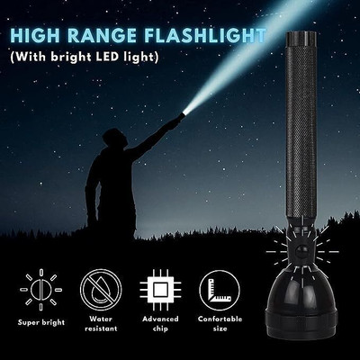 VIBE HUB Torch_8890_128 Torch(Black, 15 cm, Rechargeable)