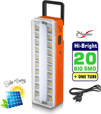 24 ENERGY 20 Bright LED +1 Tube With Solar Rechargeable Emergency Light Torch(Orange, 23 cm, Rechargeable)