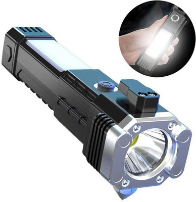 Sebon LED Flashlight with Magnets, hammer with 4 in 1 option - M4 Torch(Black, 15 cm, Rechargeable)