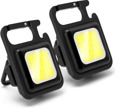 GLOWISH PACK OF 2 REHARGEABLE COB SMALL KEYCHAIN FLASHLIGHT 1 hrs Flood Lamp Emergency Light(Black)