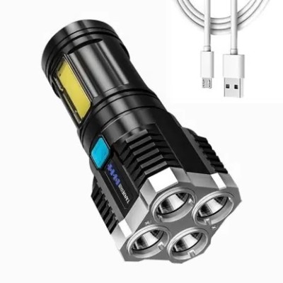 NKPR High quality Super Bright LED Flashlight 4 Lighting Torch High Lumens 80 12 hrs Torch Emergency Light(Black)