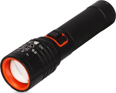 FlashiFy (ZOOMABLE METAL)5 Modes Flashlight, Super Bright Cree T6 LED Light A12 Torch(Black, 13.5 cm, Rechargeable)