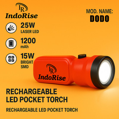 Indorise Dodo pocket rechargeable flashlight torch Torch(Multicolor, 14 cm, Rechargeable)