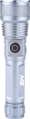 MZ M931 (ZOOMABLE METAL TORCH)5 Modes Flashlight, Super Bright LED Light Torch(Silver, 14.7 cm, Rechargeable)