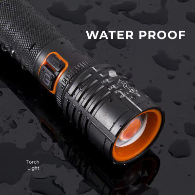 dhriyag Led Flashlight Aluminum Alloy Torchlight Red Light Camping Torch Zoomable Torch(Black, 6 cm, Rechargeable)