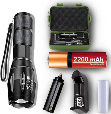 ApexBeam Weatherproof 5-Mode Torch for Outdoor Survival Torch(Black, 12.11 cm, Rechargeable)