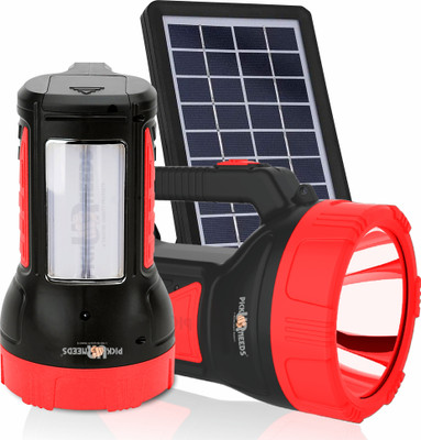 Make Ur Wish Solar Rechargeable 50W Torch Emergency Light + 2 Side Bright Tube 6 Hrs Backup Torch(Red, 21 cm, Rechargeable)