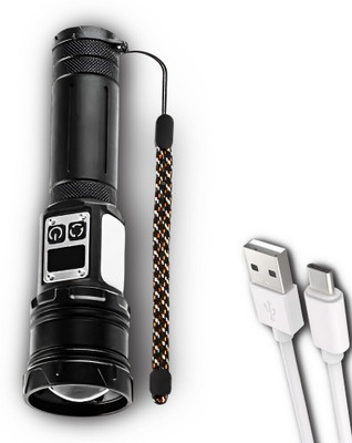 ApexBeam Portable Torch with Super Bright LED Bulb Torch(Black, 17.5 cm, Rechargeable)